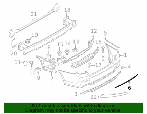 Rear bumper center molding for BMW 5 G30 21-23 chrome