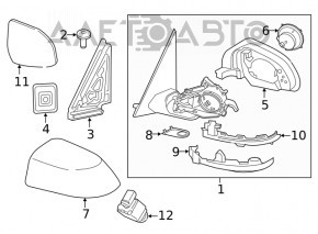 Right side mirror assembly for BMW X3 G01 18-24, 5-pin, turn signal, auto-dimming, silver
