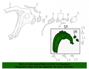 Rear right mudguard Honda Civic X FC 19-21 4d