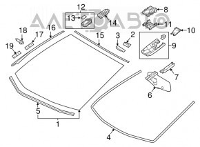 Right windshield molding for Toyota Prius 50 16-22, broken fasteners