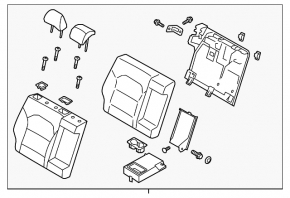 Rear seat backrest, 2nd row, right, Kia Niro 17-22 HEV, PHEV, combined gray, fabric, with belt and armrest, for cleaning