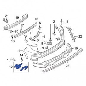 Muffler tip right Ford Edge 19-24 with bracket, ST, ST-Line