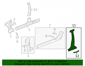 Body pillar central right Chevrolet Malibu 13-15