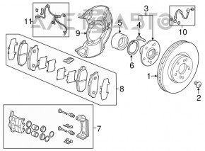 Front left brake disc Acura MDX 14-16 prerest