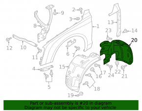 Front right rear fender liner for Audi A8 10-18