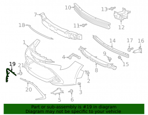 Right front bumper molding for Toyota Corolla 20-22, gloss black