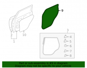 Rear left door seal for Mitsubishi Outlander 2007-2013
