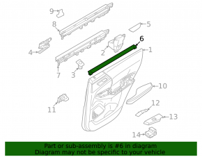 Inner glass seal for the rear right door of a Mitsubishi Outlander 22-25
