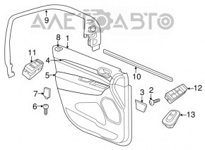 Door trim card rear left Jeep Grand Cherokee WK2 14-17 black