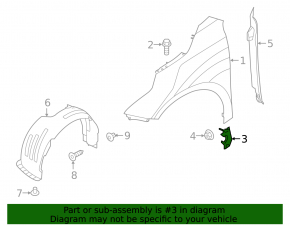 Front left fender bracket Kia Forte 19-24