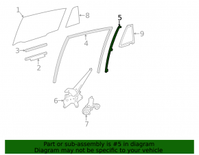 Rear left door glass guide Toyota Rav4 13-18