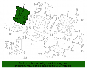 Left rear seat for Honda CRV 17-19, gray leather, perforated, with armrest, dry-cleanable, dented, water contact