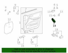 Front left window lift control Toyota Highlander 01-07 with overlay