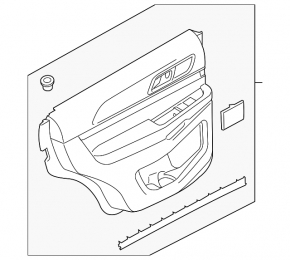 Door trim card rear left Ford Explorer 16-19 rest, beige, cloth insert, leather armrest, needs cleaning, scratches, broken mount, crack
