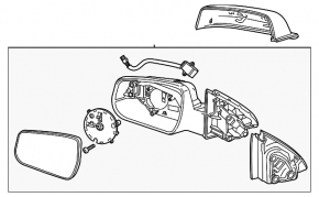 Left side mirror assembly Chevrolet Malibu 13-15