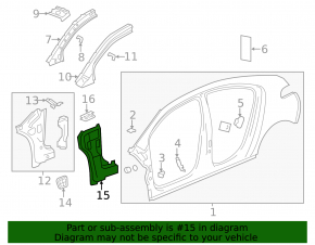 Front left body pillar Chevrolet Volt 11-15