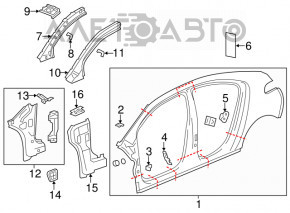 Front left body pillar Chevrolet Volt 11-15