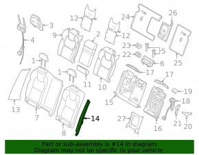 Volvo XC60 18-26 2nd row seat side bolster, left, brown leather