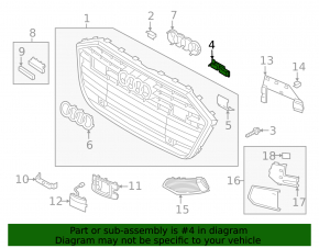Left radiator grill plate mounting bracket for Audi A6 C8 19-24
