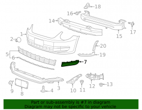 Front bumper grille left VW Beetle 17-19 under fog lights