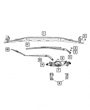 Windscreen wiper trapezoid with motor Fiat 500 12-19