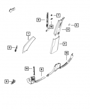 Front pillar trim left Jeep Renegade 15- gray