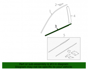 Door-glass molding, central, front right, Honda Accord 18-22 matte