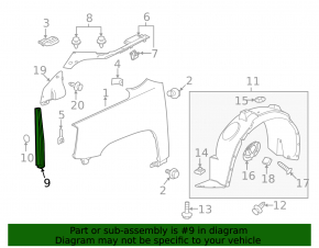 Wing seal door-wing left GMC Terrain 10-17