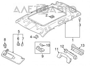 Ceiling handle rear left VW Tiguan 18-22 gray
