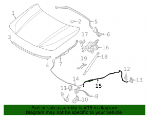 Hood Release Cable Rear BMW X1 F48 16-22