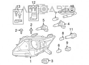 Headlight mount lower right Lexus RX350 RX450 10-12