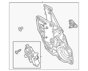 Lincoln Corsair 20-26 rear left window regulator with motor