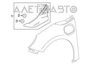 Right wing molding Chevrolet Volt 16 - black gloss + chrome
