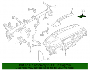 Upper dashboard trim under speakers, left, Nissan Rogue 21-26, brown