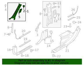 Front pillar trim right Volvo V90 17-22 usa gray