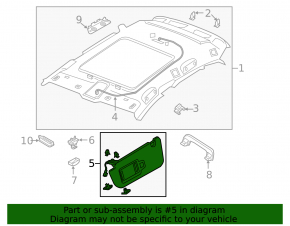 Left visor for Audi E-Tron 19-23, gray, with backlight