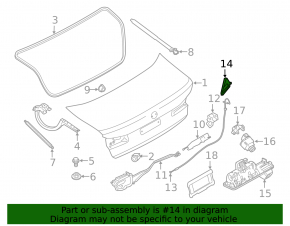 Emergency trunk lid release handle for BMW 3 F30 12-18 with cable