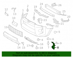Right front bumper grille for Toyota 4Runner 2014-2024, under fog lights, Limited, TRD Sport