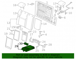 Armrest Backrest of the rear row of seats, right VW Passat b8 16-19 USA, black cloth, dry cleanable
