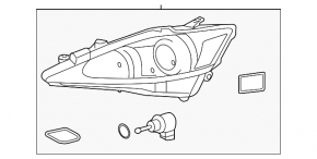 Headlight front right bare Lexus IS250 IS350 11-13 xenon, for polishing