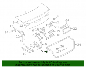 Left trunk lid bumper Audi A3 8V 15-20 on the body
