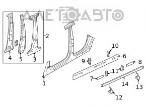 Body pillar central right Audi A5 F5 17- 5D on the body