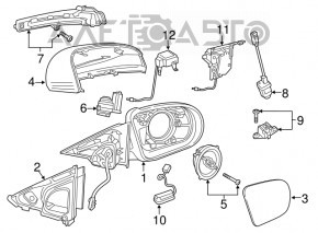 Side mirror left Mercedes GLC 16-22 turn signal, auto-dimming, heating, backlight, BSM