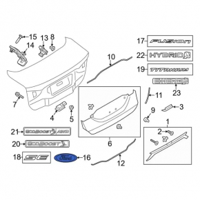 Ford Fusion mk5 13-18 trunk lid emblem
