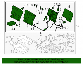 Backrest of the rear row of seats, 2nd row, left, Mazda CX-9 16-17 Signature, brown leather