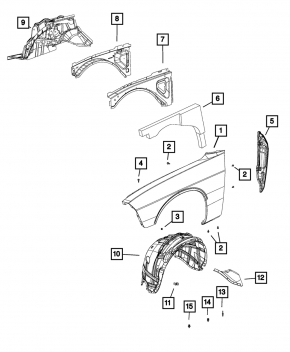 Front right fender Dodge Challenger 09-23