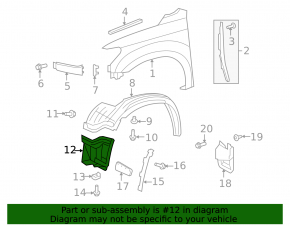 Front left mudguard front part Toyota Sequoia 08-16