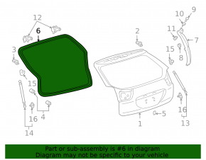 Rubber seal for tailgate Lexus RX300 RX330 RX350 RX400h 04-09
