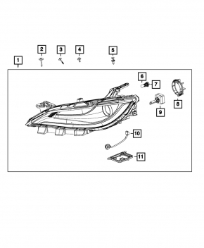 Headlight front right complete Chrysler 200 15-17 xenon
