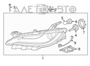 Headlight front right complete Chrysler 200 15-17 xenon